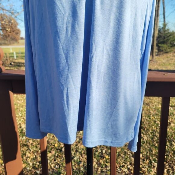 Women's Sky Blue Solid Stretch V-Neck Long Sleeve Tee-Shirts Size XL, New in pac - Picture 4 of 11